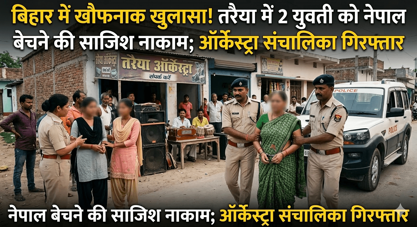 बिहार में ‘मानव तस्करी’ का खौफनाक खुलासा! तरैया में 2 छात्राओं को नेपाल बेचने की साजिश नाकाम; ऑर्केस्ट्रा संचालिका गिरफ्तार