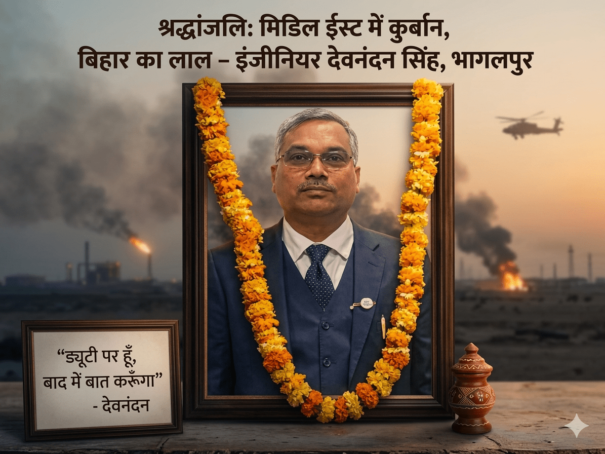 मिडिल ईस्ट के महायुद्ध में बिहार का एक और ‘लाल’ कुर्बान! भागलपुर के इंजीनियर देवनंदन की मिसाइल हमले में मौत; आखिरी शब्द— “ड्यूटी पर हूँ, बाद में बात करूँगा”