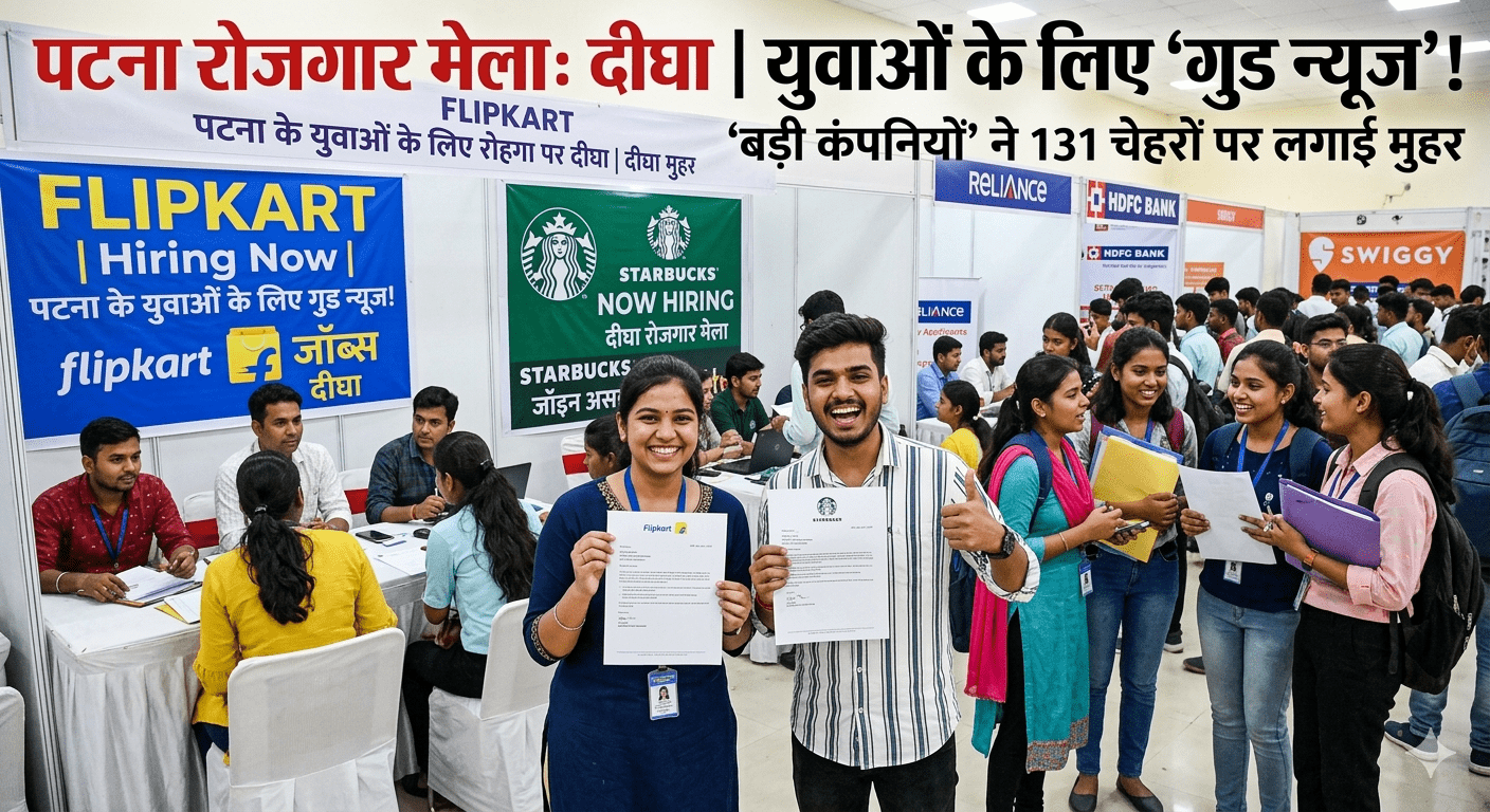 पटना के युवाओं के लिए ‘गुड न्यूज’! दीघा में खुला नौकरियों का पिटारा; फ्लिपकार्ट-स्टारबक्स जैसी बड़ी कंपनियों ने 131 चेहरों पर लगाई मुहर