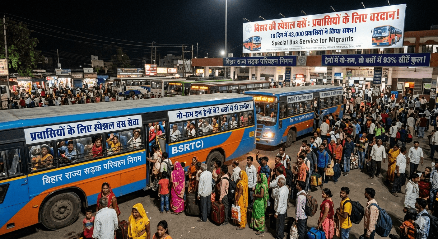 प्रवासियों के लिए ‘वरदान’ बनी बिहार की स्पेशल बसें! 18 दिन में 43 हजार ने किया सफर; ट्रेनों में नो-रूम, तो बसों में 93% सीटें फुल