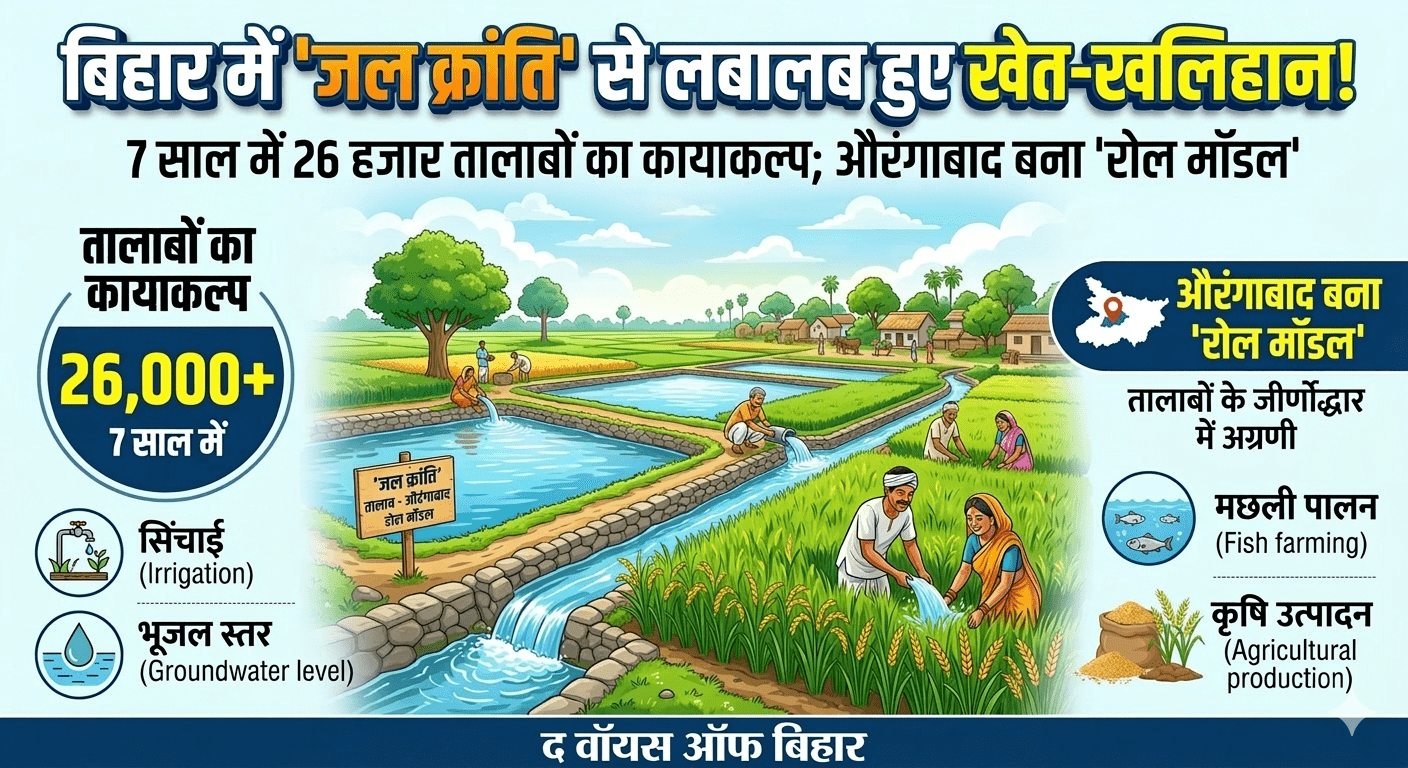 बिहार में ‘जल क्रांति’ से लबालब हुए खेत-खलिहान! 7 साल में 26 हजार तालाबों का कायाकल्प; औरंगाबाद बना ‘रोल मॉडल’