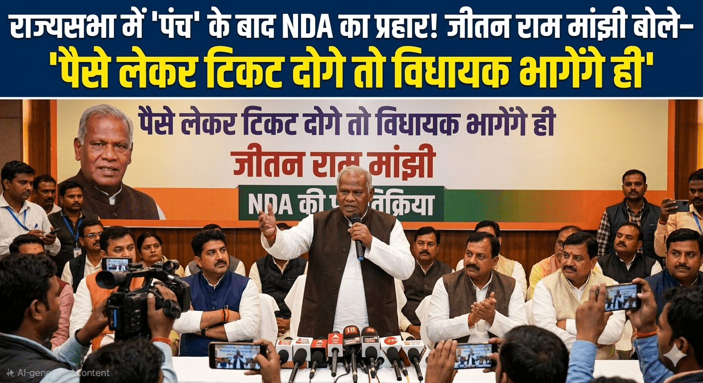 राज्यसभा में ‘पंच’ के बाद NDA का प्रहार! मांझी बोले— “पैसे लेकर टिकट दोगे तो विधायक भागेंगे ही”; विजय सिन्हा का तंज— “राजद में बंधुआ मजदूर हैं विधायक”