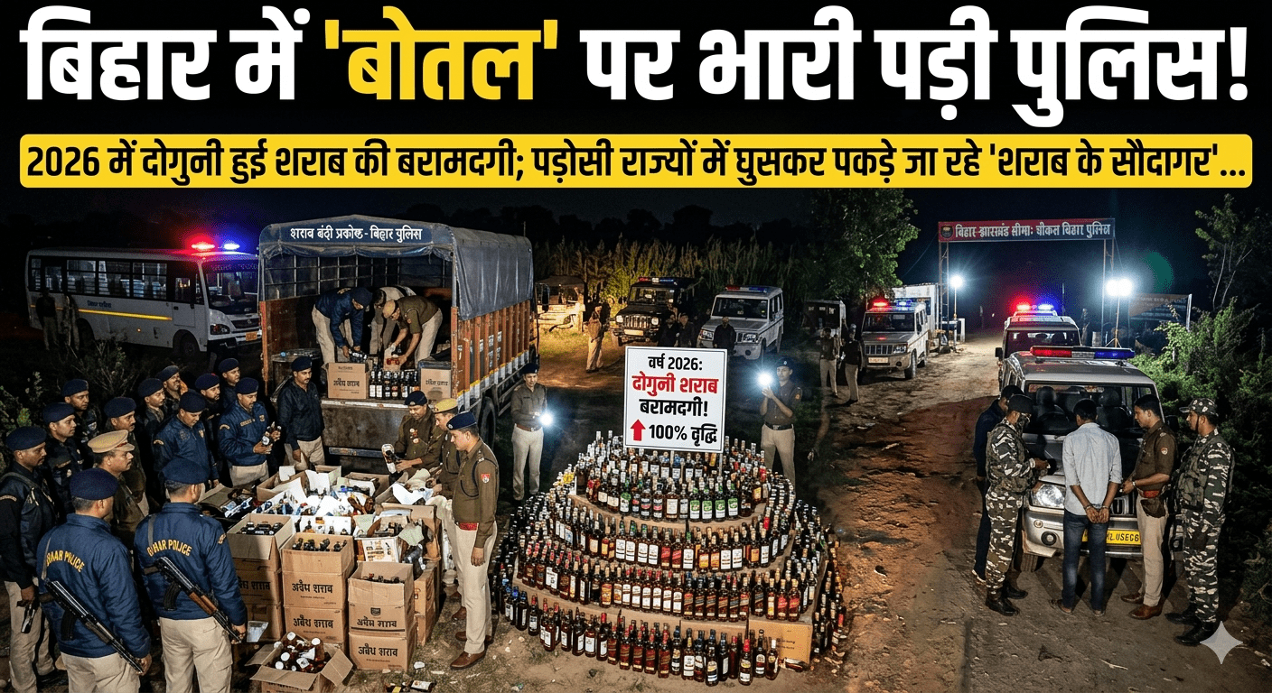 बिहार में ‘बोतल’ पर भारी पड़ी पुलिस! 2026 में दोगुनी हुई शराब की बरामदगी; पड़ोसी राज्यों में घुसकर पकड़े जा रहे ‘शराब के सौदागर’