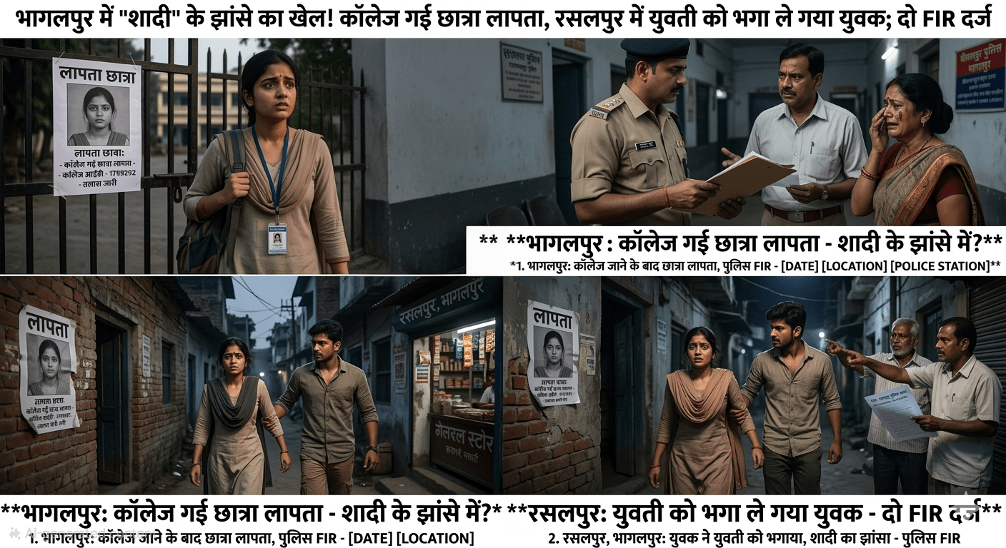 भागलपुर में ‘शादी’ के झांसे का खेल! कॉलेज गई छात्रा लापता, रसलपुर में नाबालिग को भगा ले गया युवक; दो FIR दर्ज