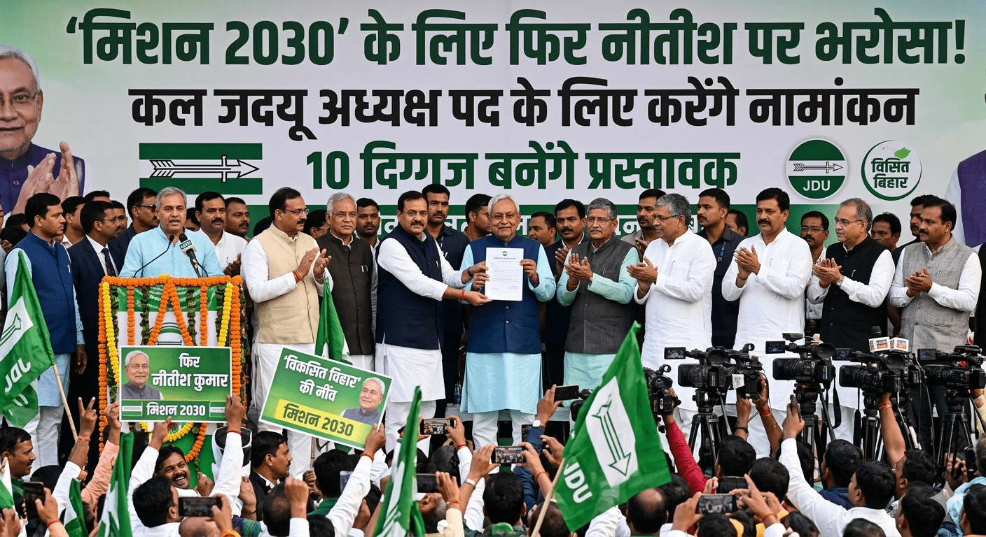‘मिशन 2030’ के लिए फिर नीतीश पर भरोसा! कल जदयू अध्यक्ष पद के लिए करेंगे नामांकन; 10 दिग्गज बनेंगे प्रस्तावक