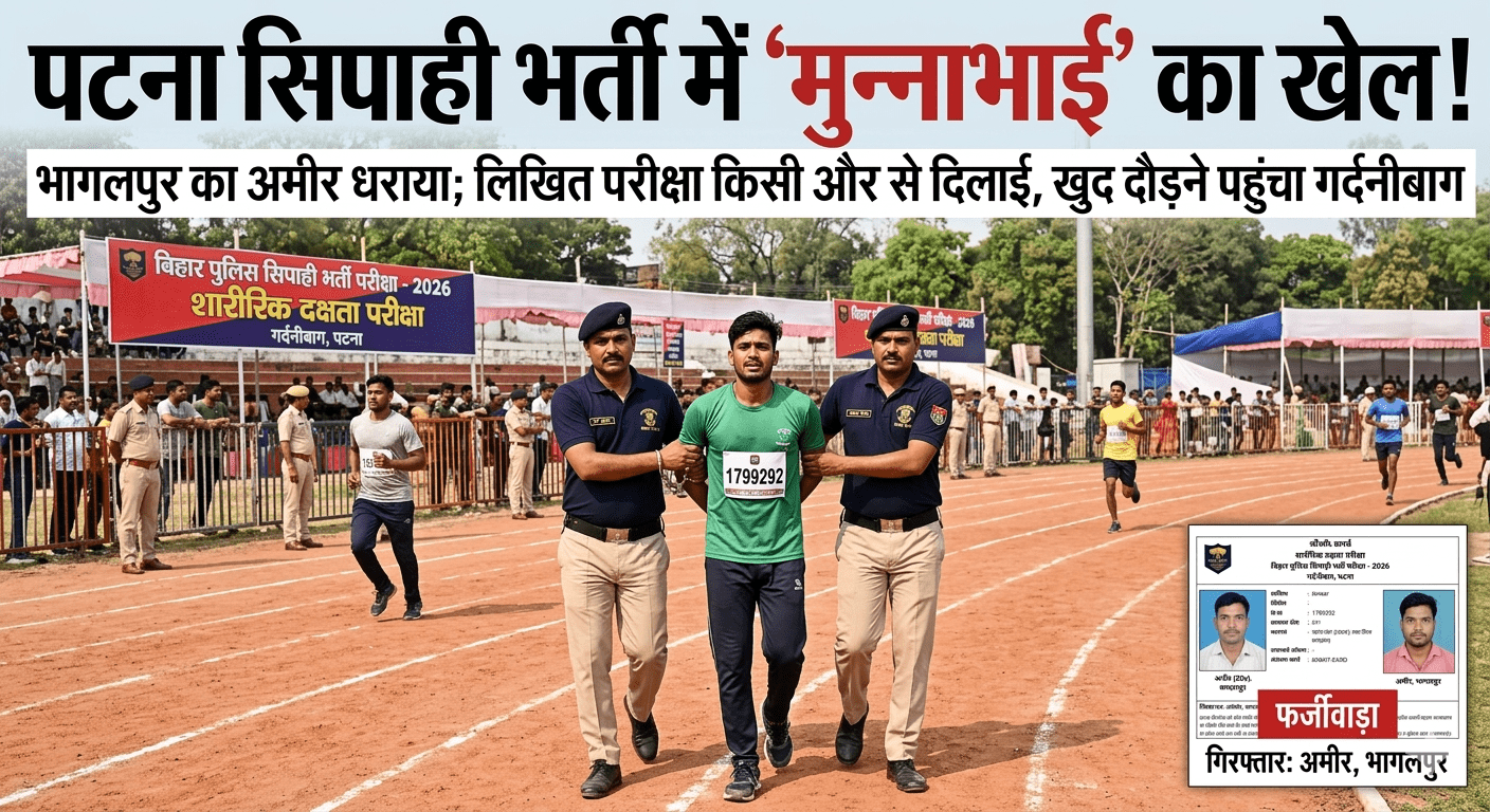 पटना सिपाही भर्ती में ‘मुन्नाभाई’ का खेल! भागलपुर का अमीर धराया; लिखित परीक्षा किसी और से दिलाई, खुद दौड़ने पहुंचा गर्दनीबाग