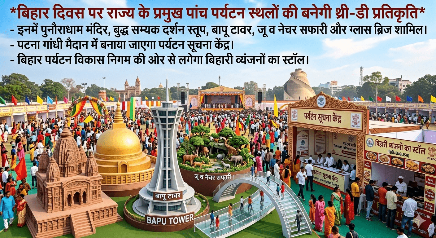 पटना के गांधी मैदान में दिखेगा ‘मिनी बिहार’! 3D में सजेगा राजगीर का ग्लास ब्रिज और पुनौराधाम; एआर/वीआर से होगा ‘डिजिटल दीदार’