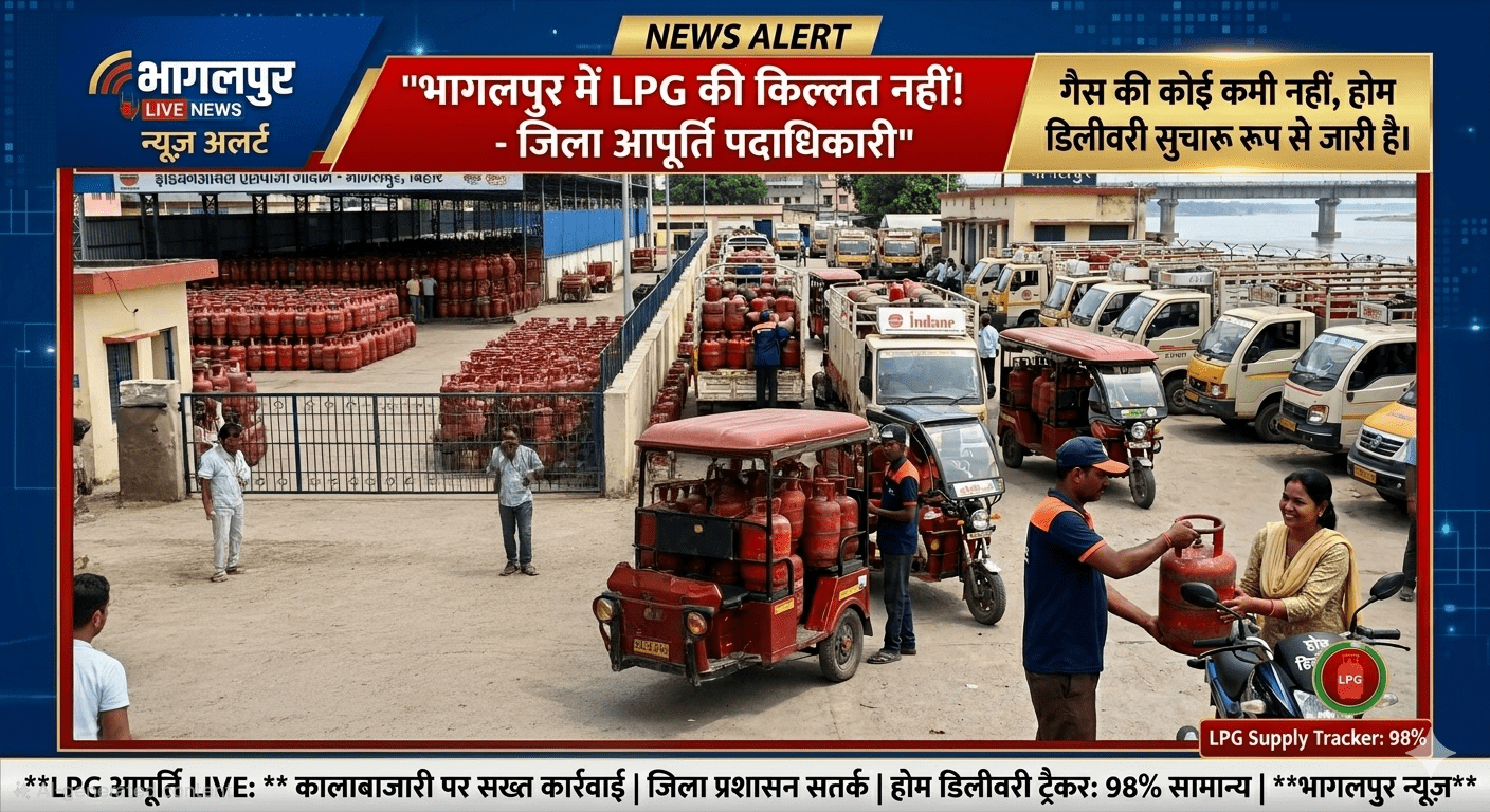 भागलपुर में LPG की ‘किल्लत’ नहीं ! जिला आपूर्ति पदाधिकारी का बड़ा दावा— “गैस की कोई कमी नहीं, होम डिलीवरी से घर-घर पहुँच रहे सिलेंडर”
