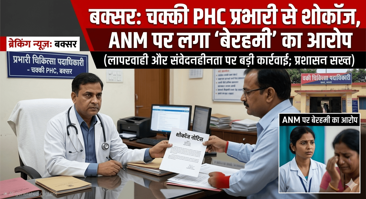 बक्सर में ‘खौफनाक’ लापरवाही! तड़पती गर्भवती का इलाज करने से इनकार; चक्की PHC प्रभारी से शोकॉज, ANM पर लगा ‘बेरहमी’ का आरोप
