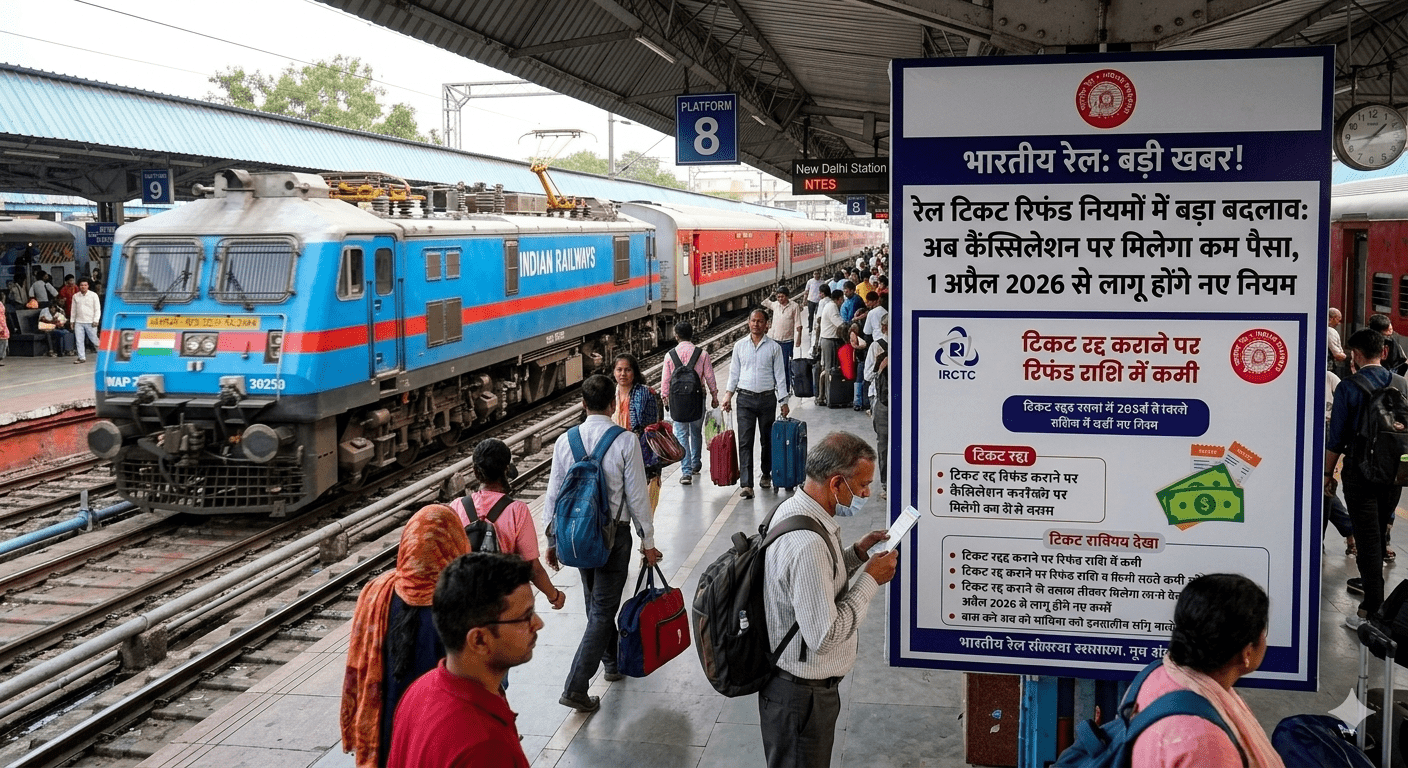 रेल टिकट रिफंड नियमों में बड़ा बदलाव: अब कैंसिलेशन पर मिलेगा कम पैसा, 1 अप्रैल से लागू होंगे नए नियम