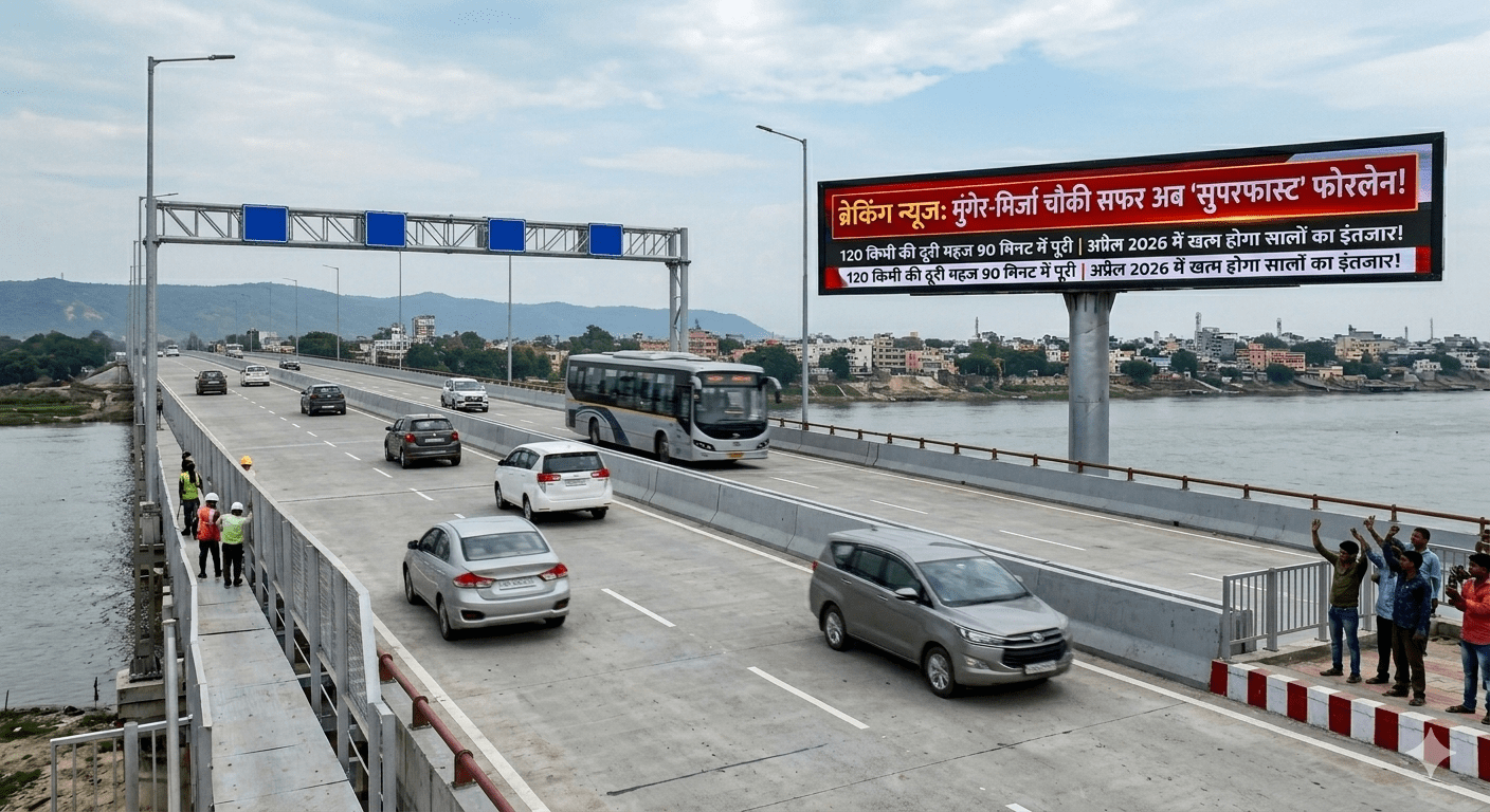 मुंगेर से मिर्जा चौकी का सफर अब ‘सुपरफास्ट’! अप्रैल 2026 में खत्म होगा वर्षों का इंतजार; 120 किमी की दूरी अब महज 90 मिनट में होगी पूरी