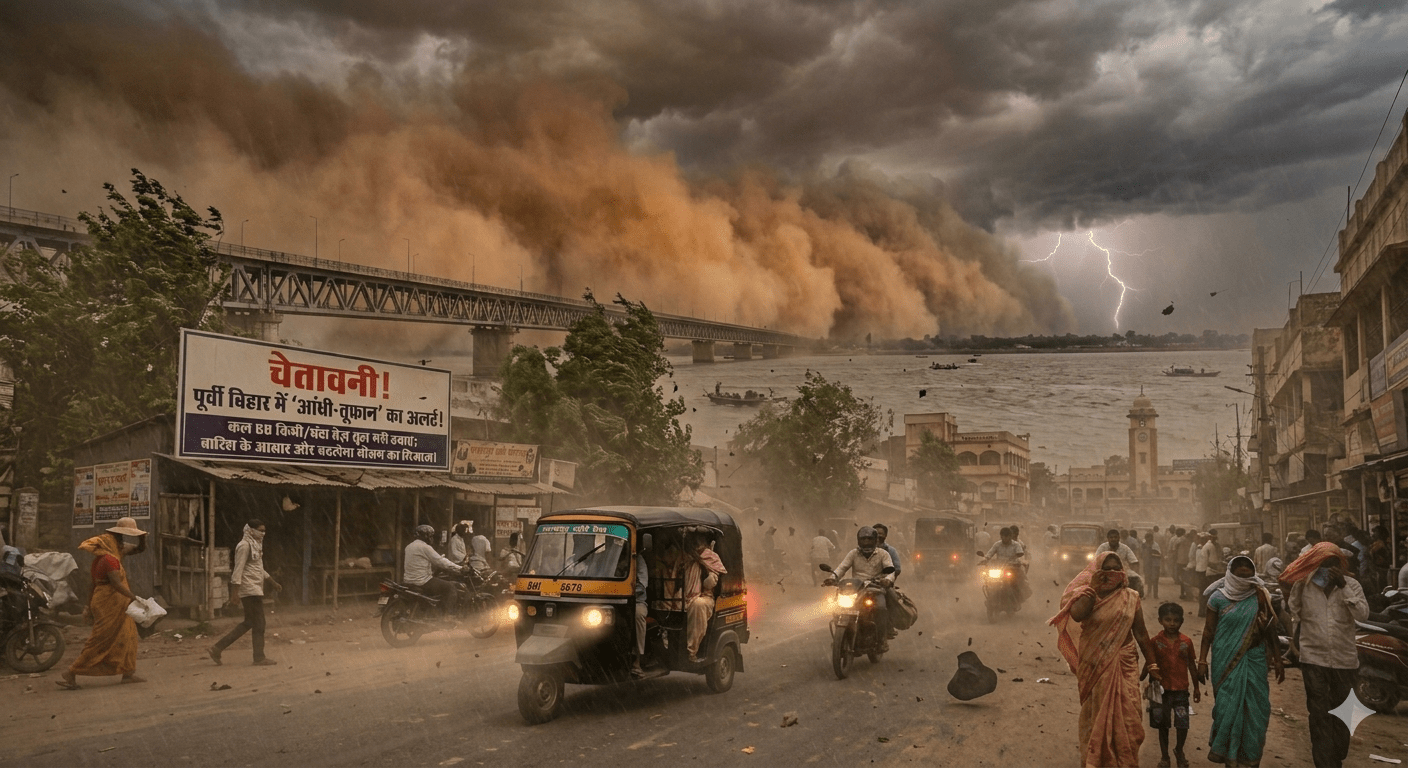 भागलपुर समेत पूर्वी बिहार में ‘आंधी-तूफान’ का अलर्ट! कल 60 किमी की रफ्तार से चलेंगी धूल भरी हवाएं; बारिश के आसार और बदलेगा मौसम का मिजाज