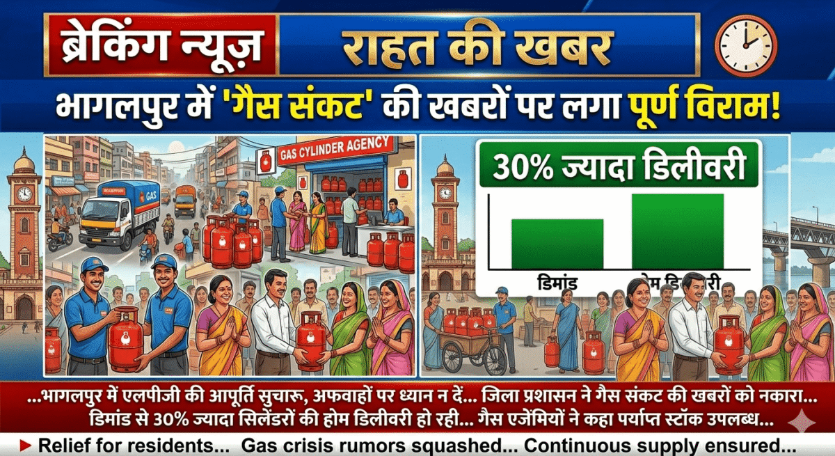 भागलपुर में 'गैस संकट' की खबरों पर लगा पूर्ण विराम! डिमांड से 30% ज्यादा हो रही एलपीजी की होम डिलीवरी; प्रशासन ने जारी किया 24/7 हेल्पलाइन नंबर