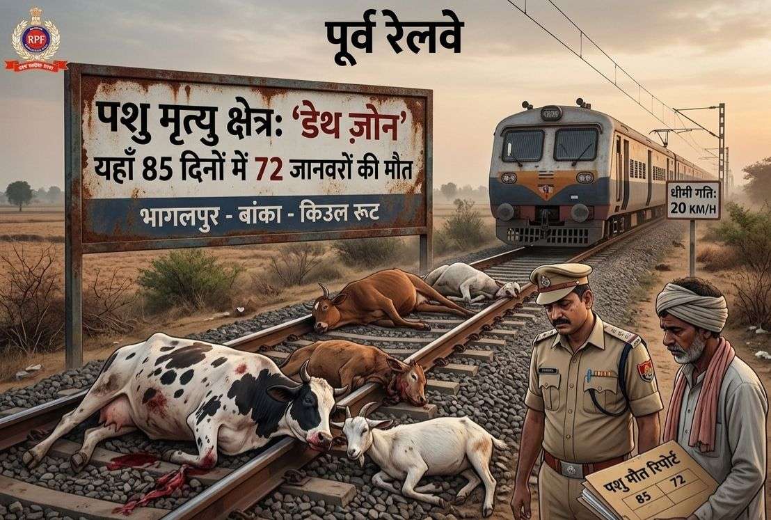 रेलवे ट्रैक बना बेज़ुबान मवेशियों का 'डेथ ज़ोन'! 85 दिनों में 72 जानवरों की कटकर मौत; भागलपुर-बांका और किउल रूट सबसे संवेदनशील, ट्रेनों की रफ्तार पर भी लगा ब्रेक
