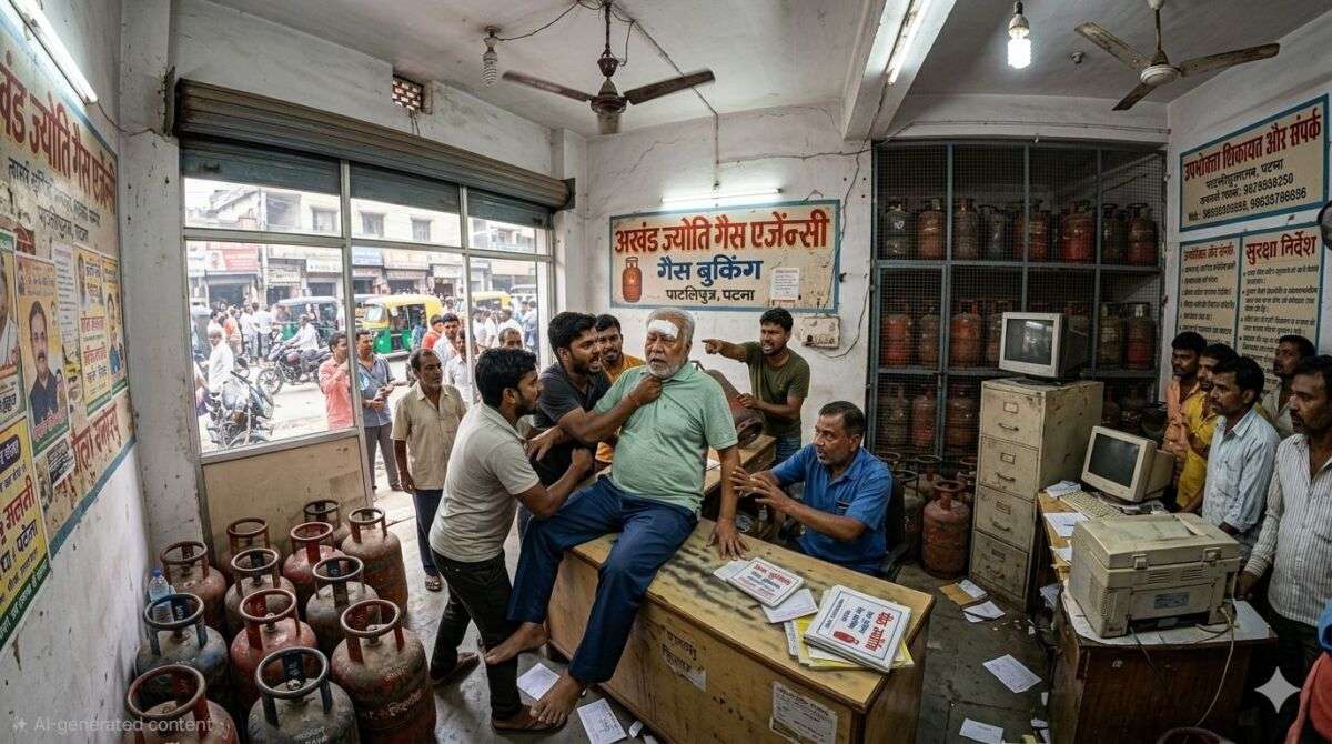 पटना में गैस बुकिंग न होने से भड़के दबंगों ने 70 वर्षीय एजेंसी संचालक के साथ की बदसलूकी ; पाटलिपुत्र में अखंड ज्योति गैस एजेंसी पर हंगामा