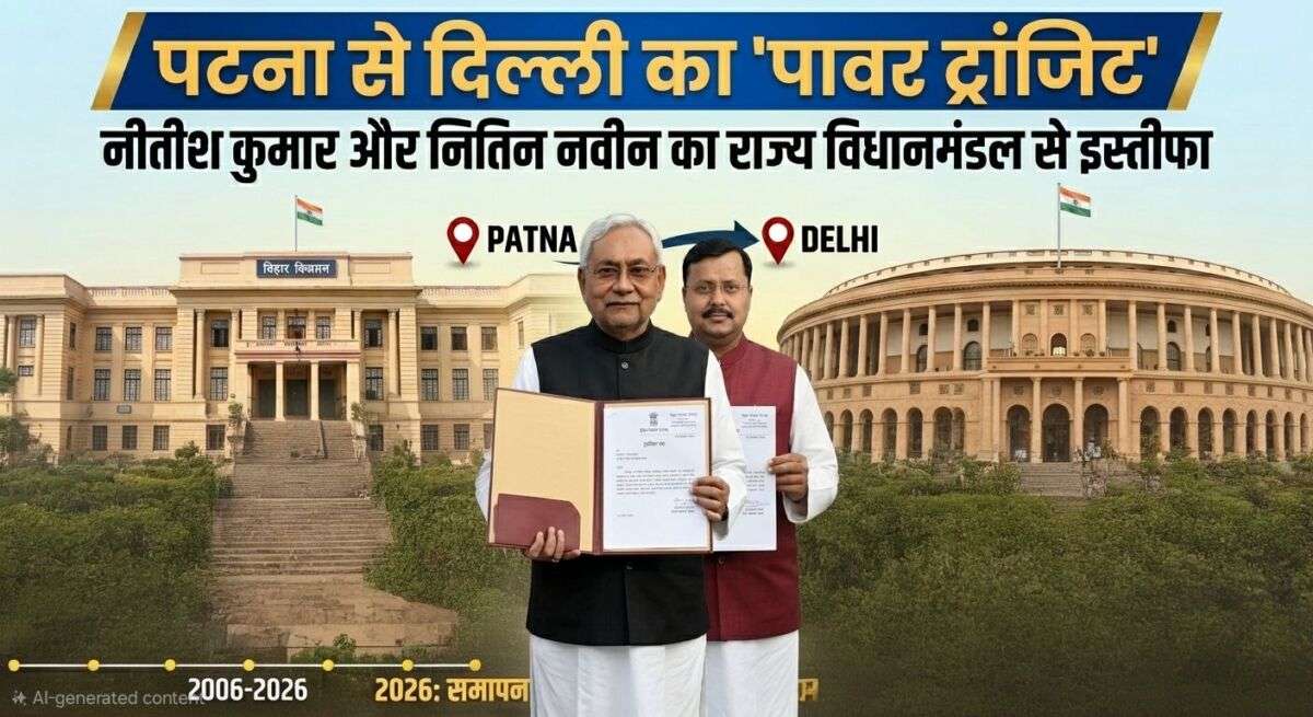 पटना से दिल्ली का 'पावर ट्रांजिट'; नीतीश कुमार और नितिन नवीन का राज्य विधायिका से इस्तीफा; बांकीपुर के 20 साल के 'नूतन' युग का अंत, 14 दिनों की डेडलाइन पर 'चाणक्य' का प्रहार