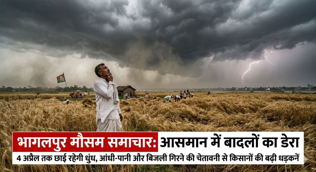 भागलपुर के आसमान में बादलों का डेरा: 4 अप्रैल तक छाई रहेगी धुंध, आंधी-पानी और बिजली गिरने की चेतावनी से किसानों की बढ़ी धड़कनें 1 भागलपुर के आसमान में बादलों का डेरा: 4 अप्रैल तक छाई रहेगी धुंध, आंधी-पानी और बिजली गिरने की चेतावनी से किसानों की बढ़ी धड़कनें