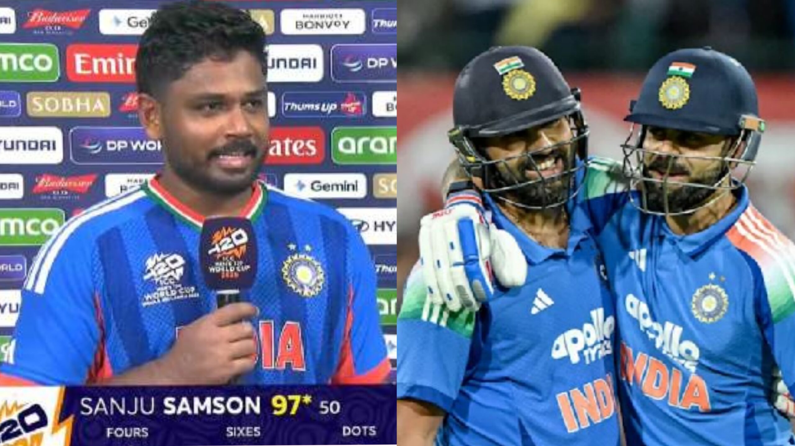 बड़ी रन चेज मे 97 रन बनाने के बाद संजू सैमसन ने, रोहित-विराट को दिया सफलता का श्रेय