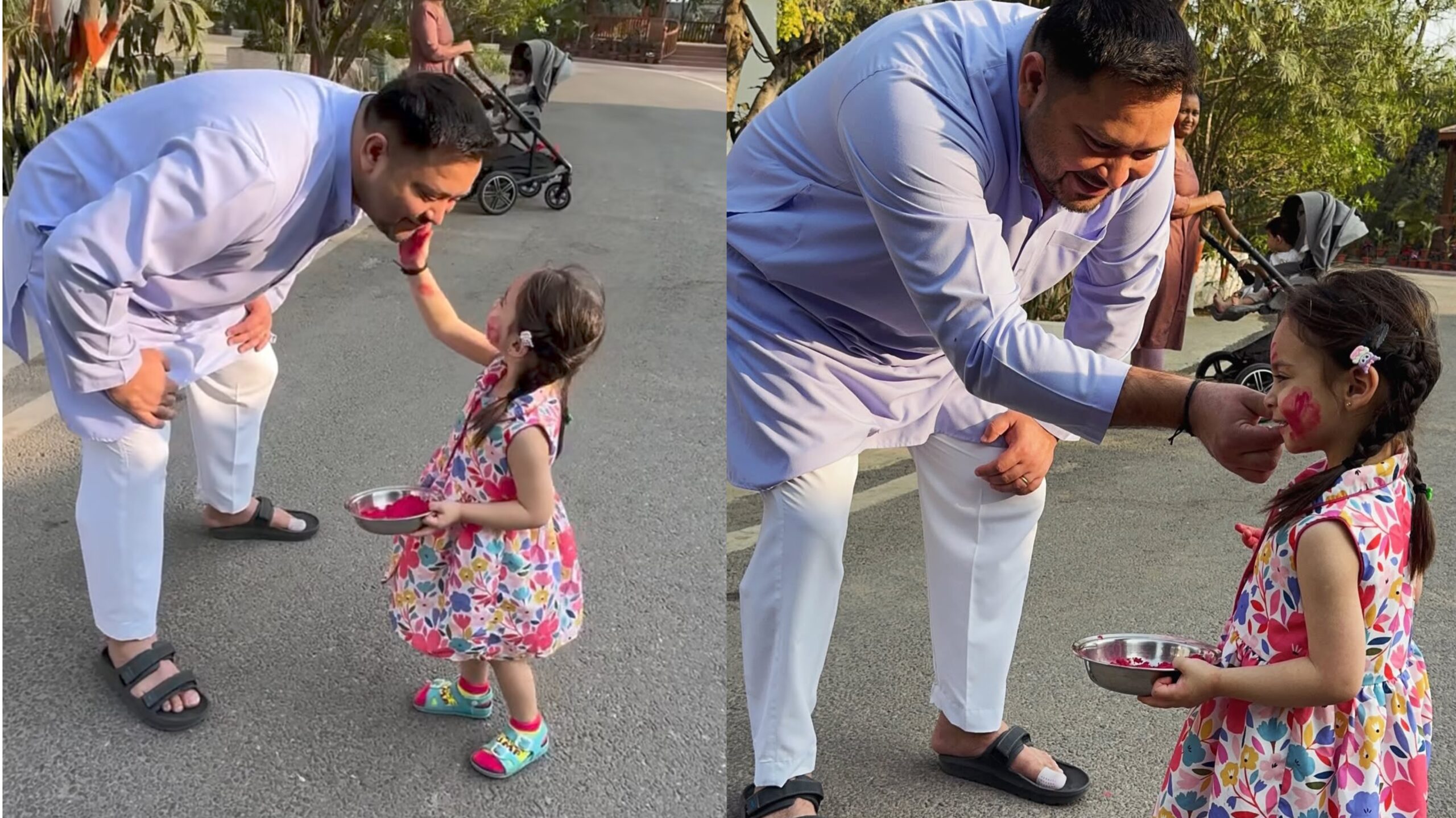 तेजस्वी यादव ने बेटी संग मनाई होली, पिता-पुत्री के रंगीन पल हुए वायरल