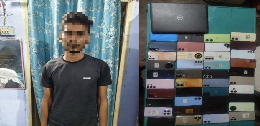 भागलपुर : 40 चोरी के मोबाइल और लैपटॉप के साथ एक गिरफ्तार; उर्दू गर्ल्स हाईस्कूल के पास धराया शातिर