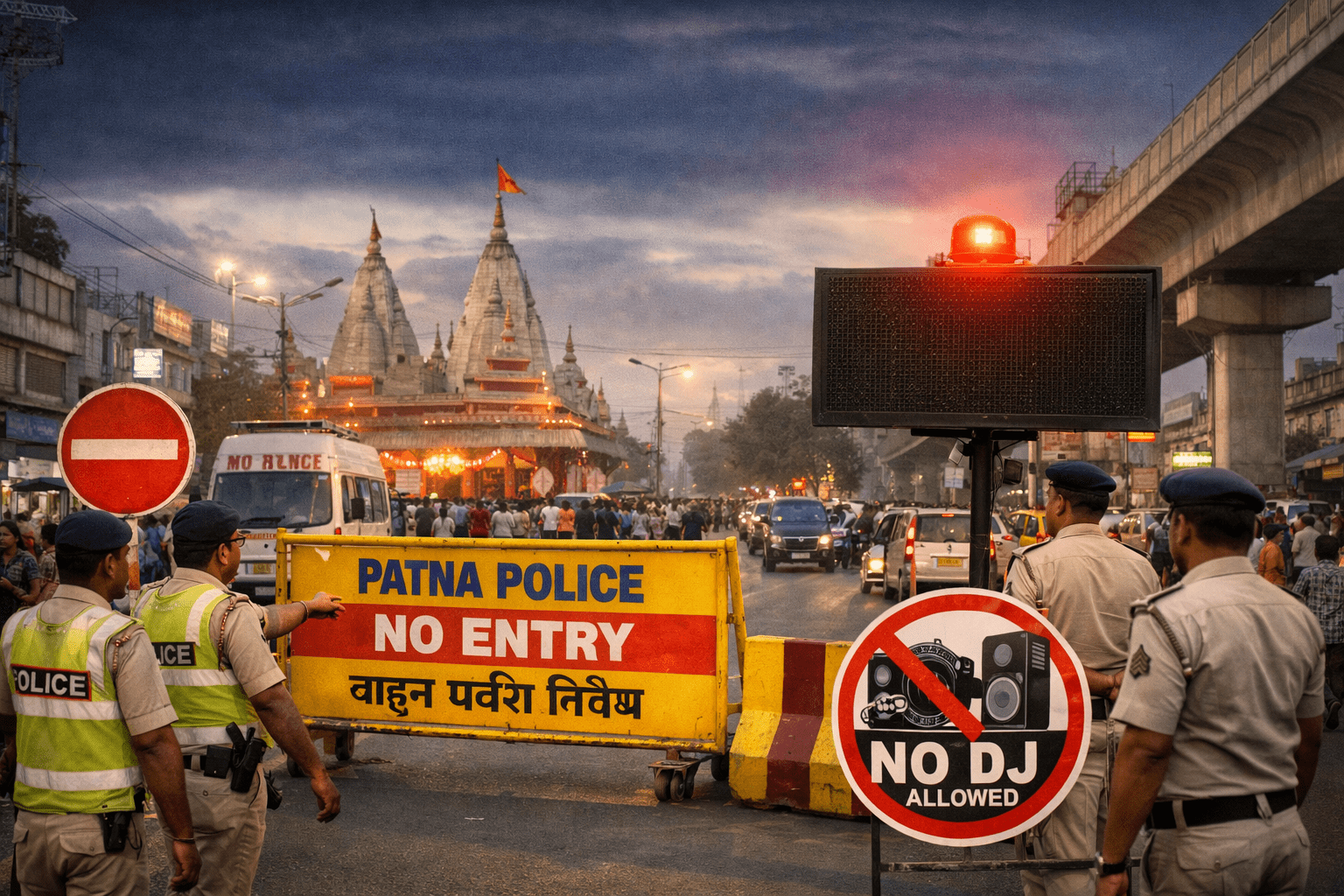 पटना में रामनवमी को लेकर हाई अलर्ट: ट्रैफिक एडवाइजरी जारी, जंक्शन मार्ग पर नो-एंट्री और डीजे पूरी तरह प्रतिबंधित