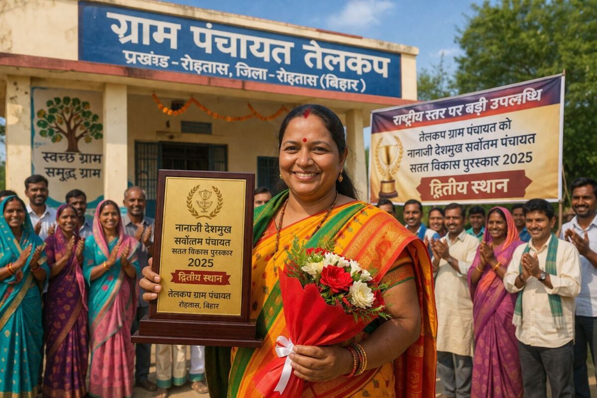 रोहतास की तेलकप पंचायत ने रचा इतिहास: राष्ट्रीय स्तर पर दूसरा स्थान, महिला नेतृत्व की शानदार मिसाल 1 रोहतास की तेलकप पंचायत ने रचा इतिहास: राष्ट्रीय स्तर पर दूसरा स्थान, महिला नेतृत्व की शानदार मिसाल