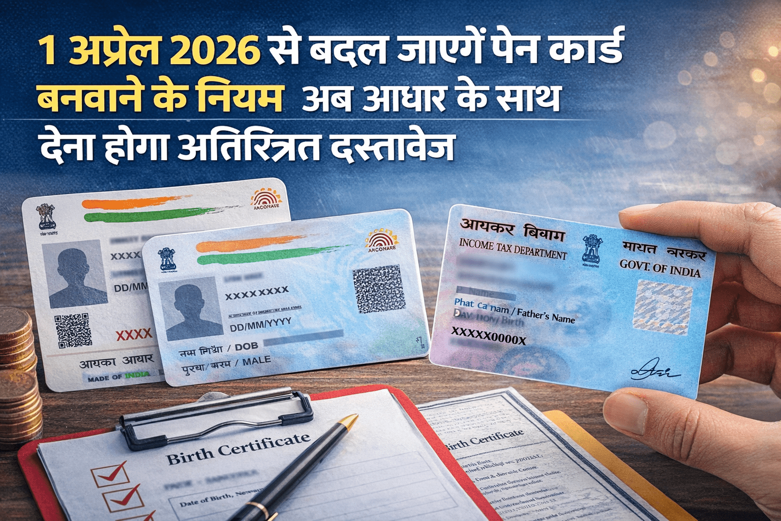 1 अप्रैल से बदल जाएंगे पैन कार्ड के नियम, अब आधार के साथ देना होगा अतिरिक्त दस्तावेज