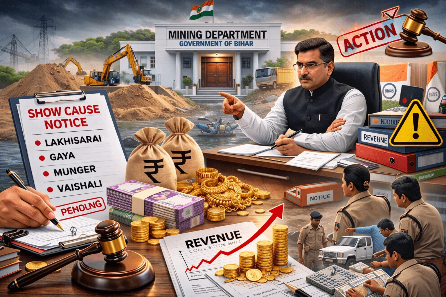 बिहार में खनिज राजस्व पर सरकार सख्त: वसूली कम होने पर 4 जिलों के अधिकारियों को नोटिस, बढ़ेगा एक्शन
