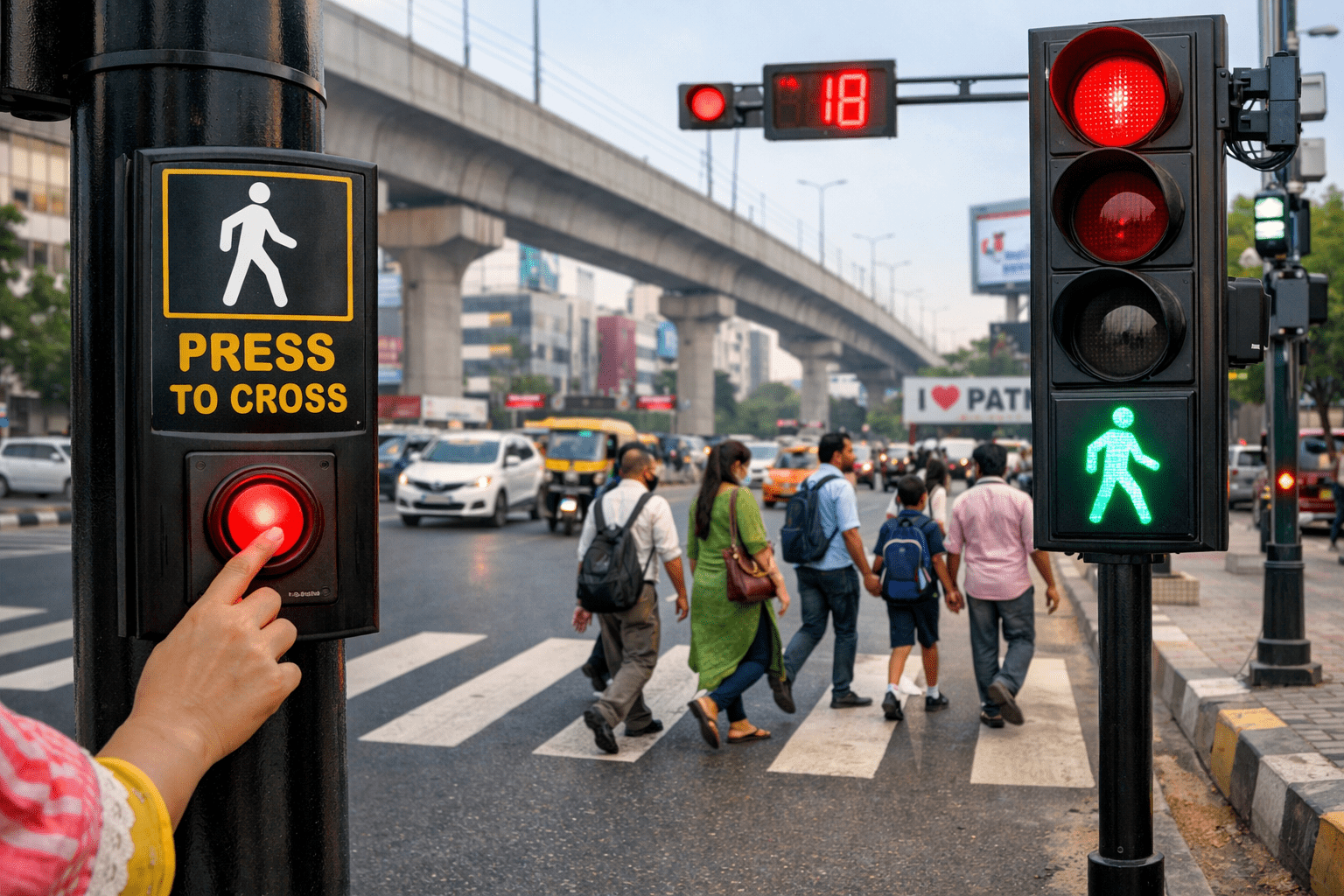 पटना में अब ‘स्मार्ट ट्रैफिक’ का दौर: बटन दबाते ही रुकेगी गाड़ियां, पैदल यात्रियों को बड़ी राहत