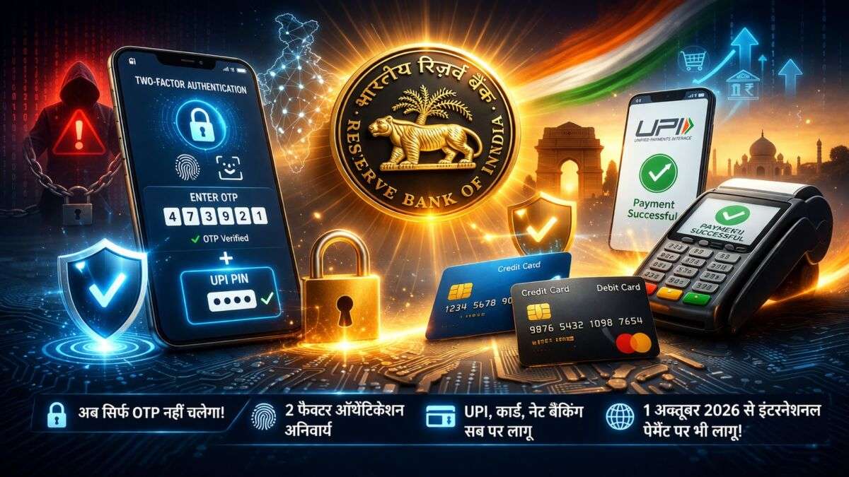 अब सिर्फ OTP नहीं चलेगा: 1 अप्रैल से डिजिटल पेमेंट सिस्टम में बड़ा बदलाव, RBI का सख्त नियम लागू