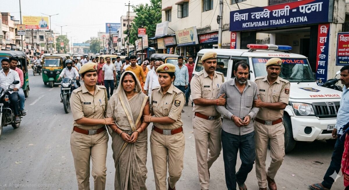 पटना के बुद्धा कॉलोनी में 'हथियारबंद' साजिश का पर्दाफाश: पंचमुखी मंदिर के पास 'श्यामा निवास' से महिला और अधेड़ गिरफ्तार; सोफे पर बैठकर बना रहे थे बड़ी योजना, बैग से मिली पिस्टल और 9 गोलियां