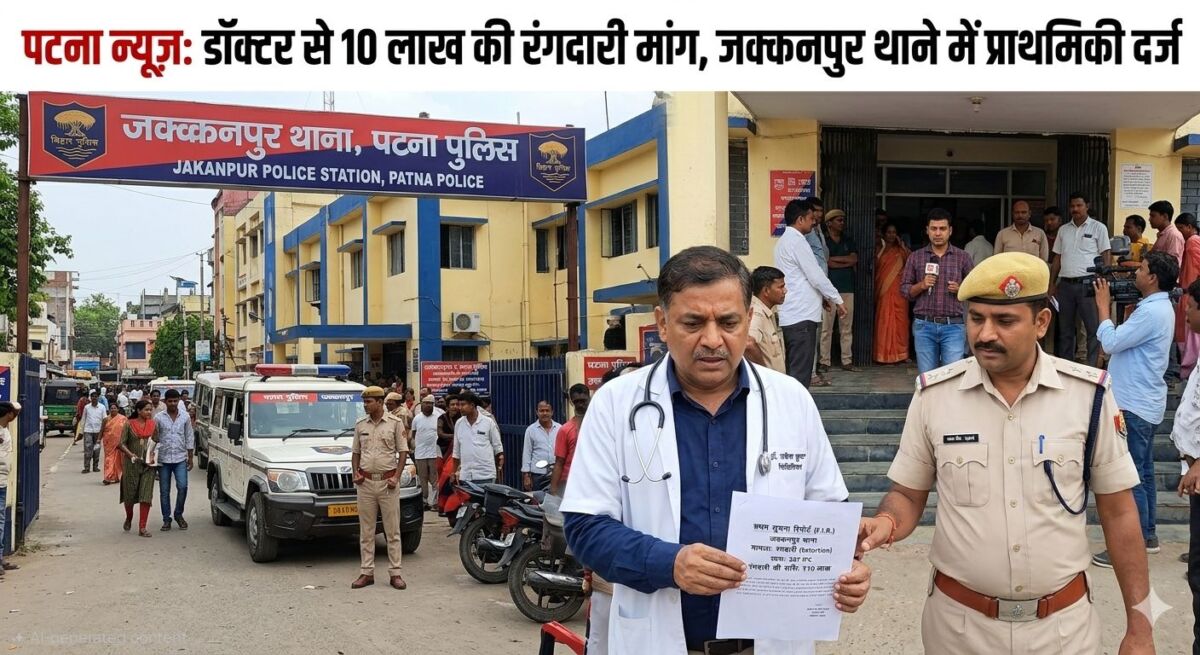 पटना में डॉक्टर से 10 लाख की रंगदारी की मांग, जक्कनपुर थाने में प्राथमिकी दर्ज 1 पटना में डॉक्टर से 10 लाख की रंगदारी की मांग, जक्कनपुर थाने में प्राथमिकी दर्ज