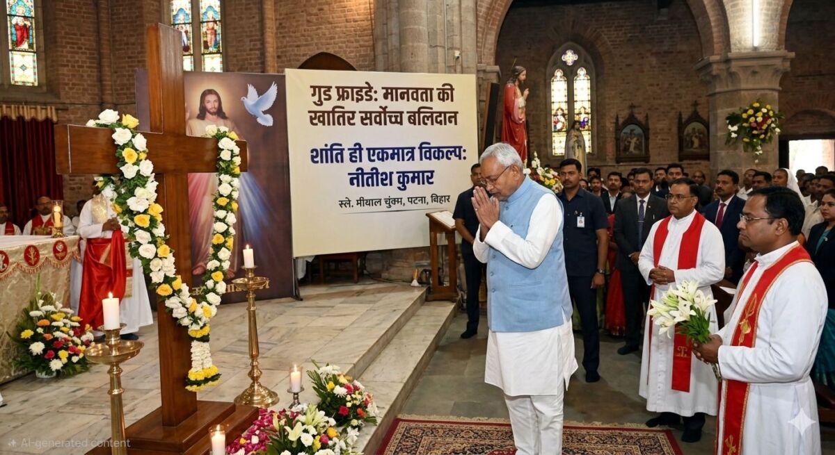 मानवता की खातिर सर्वोच्च बलिदान: गुड फ्राइडे पर नीतीश कुमार ने प्रभु यीशु को किया नमन, बोले—आज के दौर में शांति ही एकमात्र विकल्प 1 मानवता की खातिर सर्वोच्च बलिदान: गुड फ्राइडे पर नीतीश कुमार ने प्रभु यीशु को किया नमन, बोले—आज के दौर में शांति ही एकमात्र विकल्प