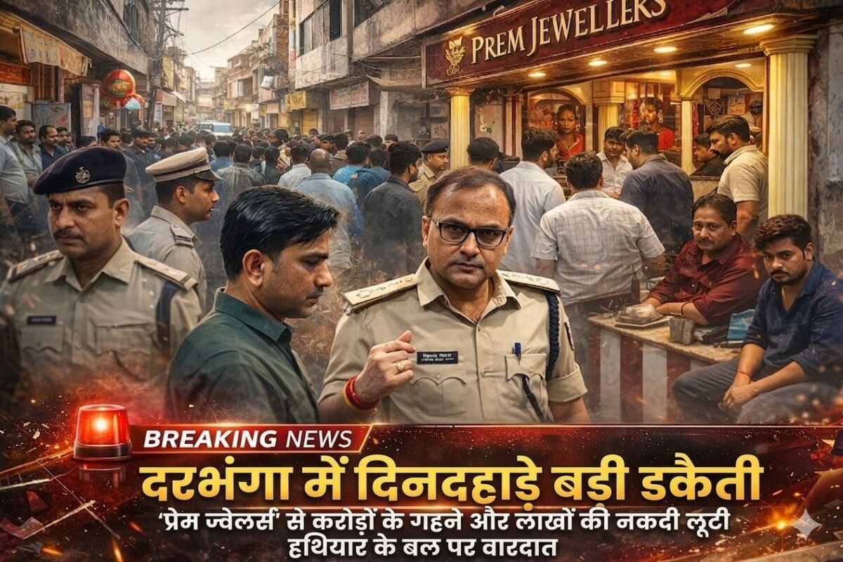 दरभंगा में दिनदहाड़े बड़ी डकैती: ‘प्रेम ज्वेलर्स’ से करोड़ों के गहने और लाखों की नकदी लूटी, हथियार के बल पर वारदात