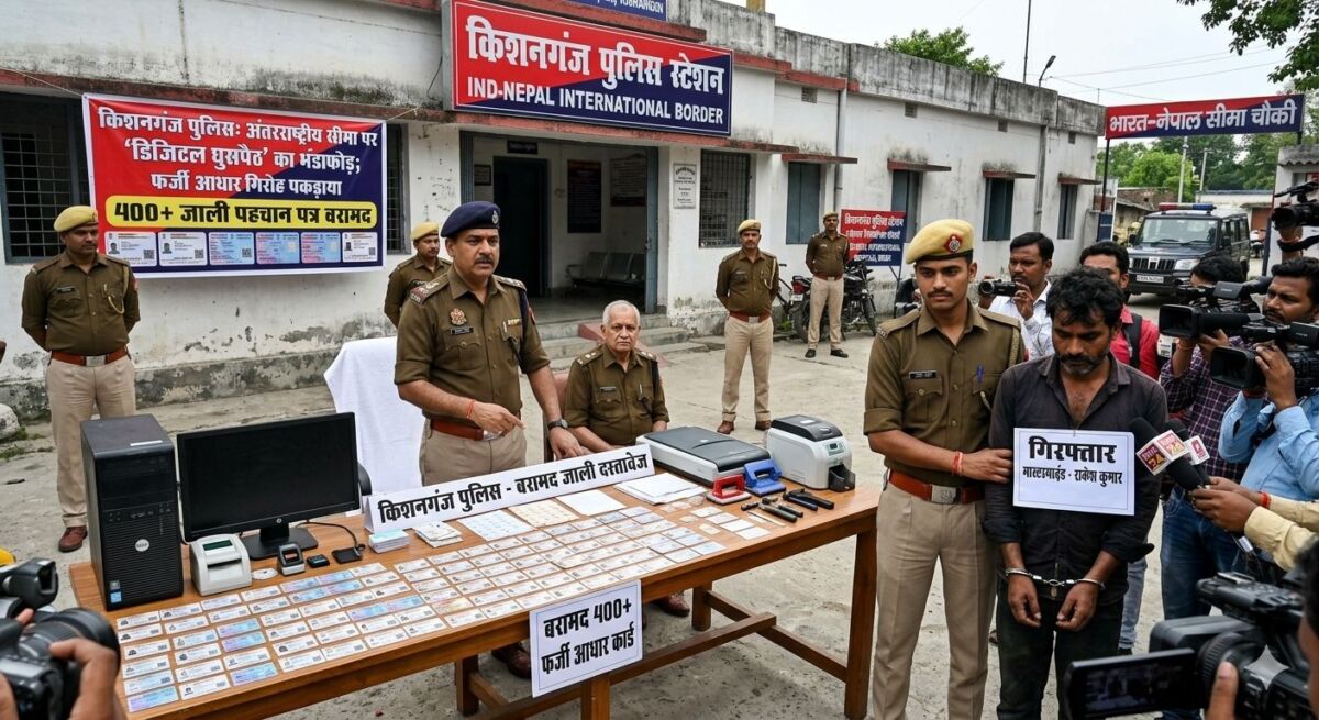 ​किशनगंज की अंतरराष्ट्रीय सीमा पर 'डिजिटल घुसपैठ' का भंडाफोड़: फर्जी आधार कार्ड बनाने वाले अंतरराज्यीय गिरोह का मास्टरमाइंड धराया, 400 जाली पहचान पत्र बरामद