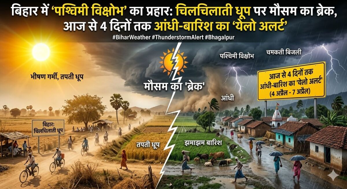 बिहार में 'पश्चिमी विक्षोभ' का प्रहार: चिलचिलाती धूप पर मौसम का ब्रेक, आज से 4 दिनों तक आंधी-बारिश का 'येलो अलर्ट'