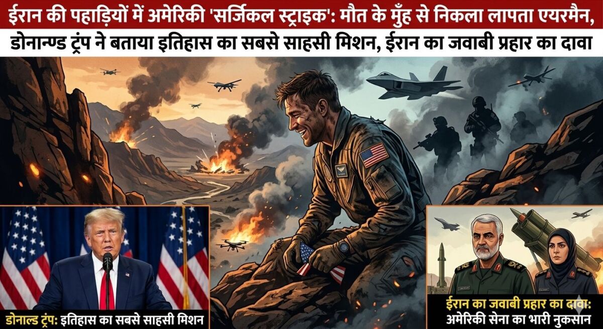 ईरान की पहाड़ियों में अमेरिकी 'सर्जिकल स्ट्राइक': मौत के मुँह से निकला लापता एयरमैन, डोनाल्ड ट्रंप ने बताया इतिहास का सबसे साहसी मिशन, ईरान का जवाबी प्रहार का दावा 1 ईरान की पहाड़ियों में अमेरिकी 'सर्जिकल स्ट्राइक': मौत के मुँह से निकला लापता एयरमैन, डोनाल्ड ट्रंप ने बताया इतिहास का सबसे साहसी मिशन, ईरान का जवाबी प्रहार का दावा