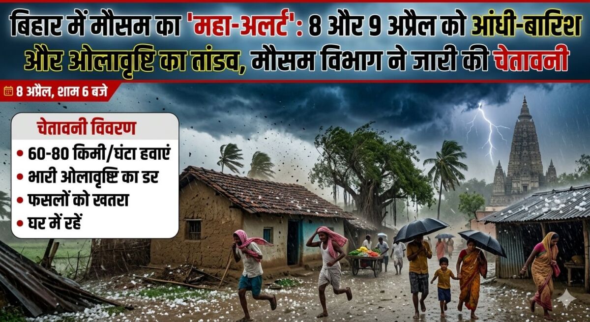 बिहार में मौसम का ‘महा-अलर्ट’: 8 और 9 अप्रैल को आंधी-बारिश और ओलावृष्टि का तांडव, मौसम विभाग ने जारी की चेतावनी