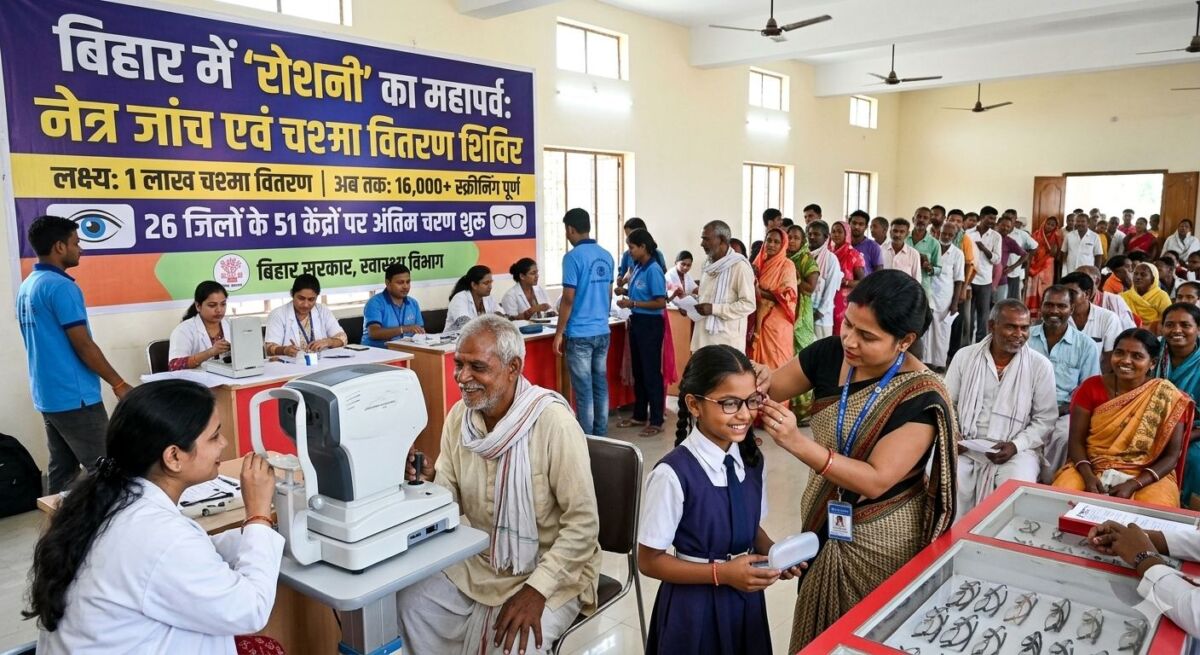 बिहार में 'रोशनी' का महापर्व: 26 जिलों के 51 केंद्रों पर नेत्र जांच का अंतिम चरण शुरू; 1 लाख चश्मा बांटने का लक्ष्य, अब तक 16 हजार से अधिक लोगों की हुई स्क्रीनिंग