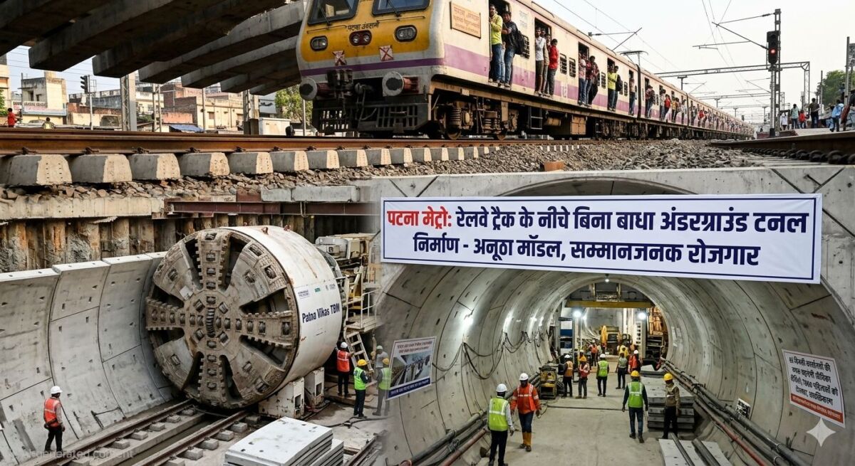 पटना मेट्रो का अंडरग्राउंड कमाल: रेलवे ट्रैक के नीचे बिना बाधा बन रही टनल