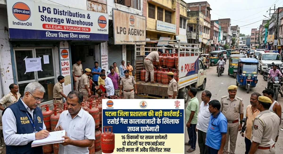 पटना में रसोई गैस की कालाबाजारी पर प्रशासन का बड़ा प्रहार: 16 ठिकानों पर सघन छापेमारी, दो होटलों पर एफआईआर 1 पटना में रसोई गैस की कालाबाजारी पर प्रशासन का बड़ा प्रहार: 16 ठिकानों पर सघन छापेमारी, दो होटलों पर एफआईआर
