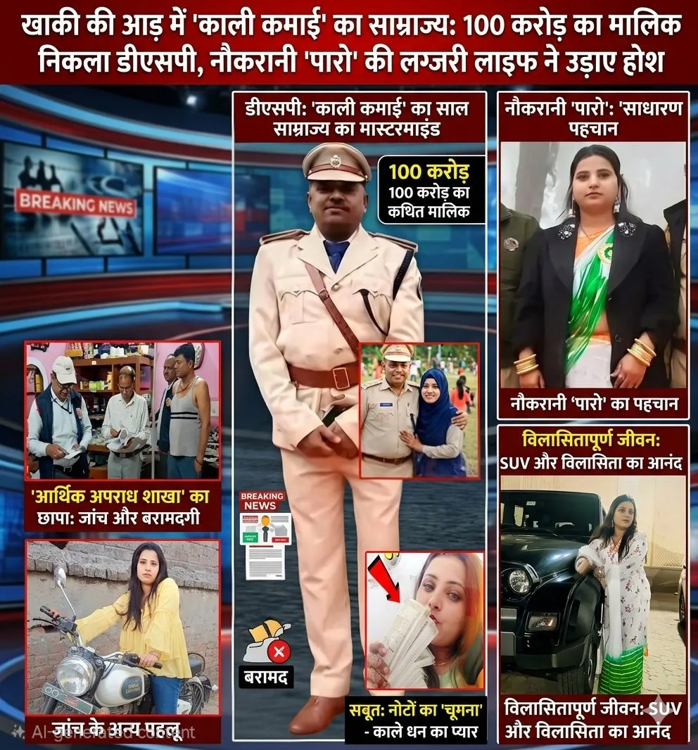 खाकी की आड़ में 'काली कमाई' का साम्राज्य: 100 करोड़ का मालिक निकला डीएसपी, नौकरानी 'पारो' की लग्जरी लाइफ ने उड़ाए होश 1 खाकी की आड़ में 'काली कमाई' का साम्राज्य: 100 करोड़ का मालिक निकला डीएसपी, नौकरानी 'पारो' की लग्जरी लाइफ ने उड़ाए होश