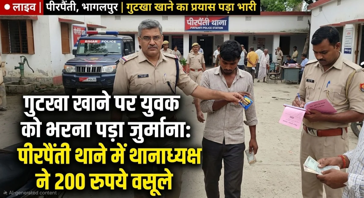 गुटखा खाना पड़ा महंगा: पीरपैंती पुलिस ने युवक से वसूला जुर्माना