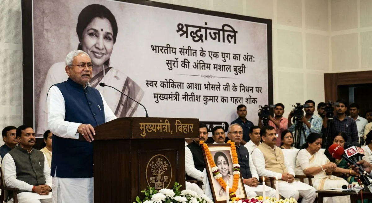 सुरों की अंतिम मशाल बुझी: आशा भोसले के निधन पर नीतीश कुमार ने जताया गहरा शोक, कहा-"भारतीय संगीत के एक युग का अंत" 1 सुरों की अंतिम मशाल बुझी: आशा भोसले के निधन पर नीतीश कुमार ने जताया गहरा शोक, कहा-"भारतीय संगीत के एक युग का अंत"