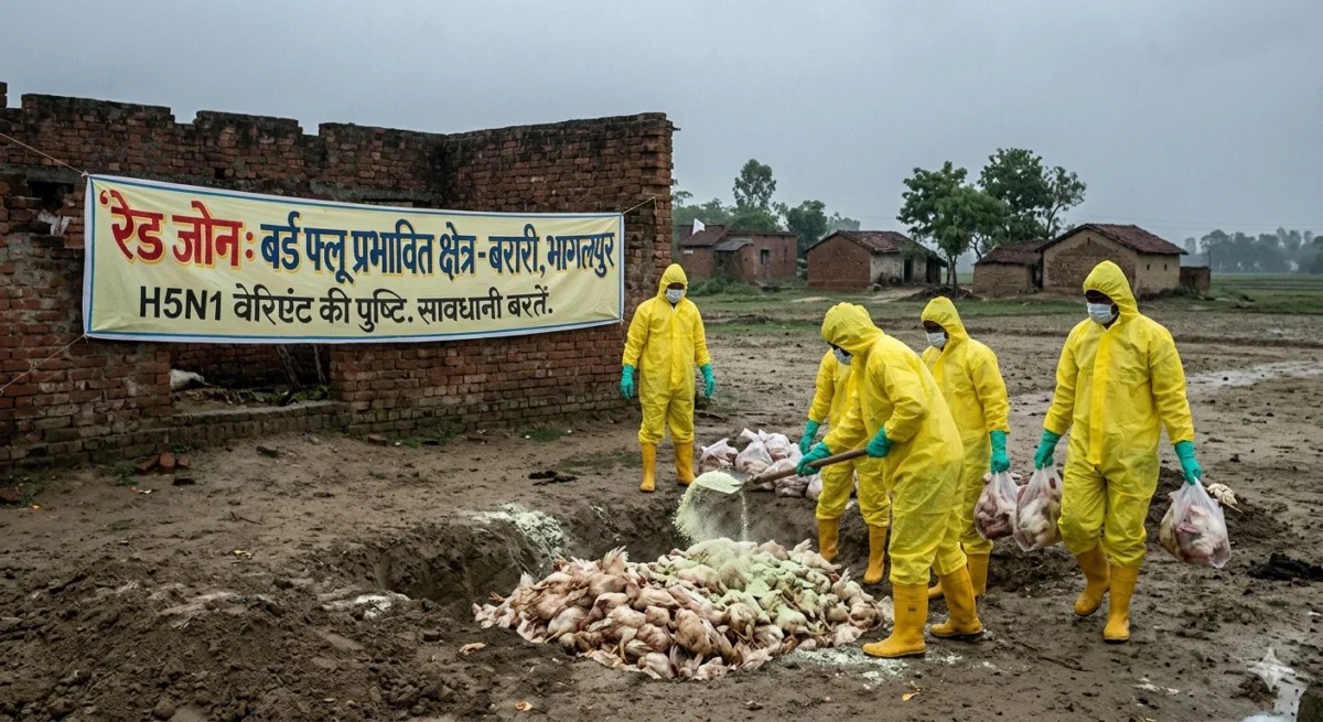भागलपुर में बर्ड फ्लू का खतरा, H5N1 वेरिएंट की पुष्टि के बाद 3000 मुर्गियों की मौत, बरारी क्षेत्र रेड जोन घोषित