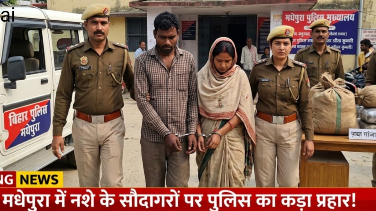 मधेपुरा में नशे के सौदागरों पर पुलिस का कड़ा प्रहार: पति-पत्नी मिलकर चला रहे थे गांजे का काला कारोबार, 6 किलो खेप के साथ पटना का 'तस्कर दंपती' गिरफ्तार