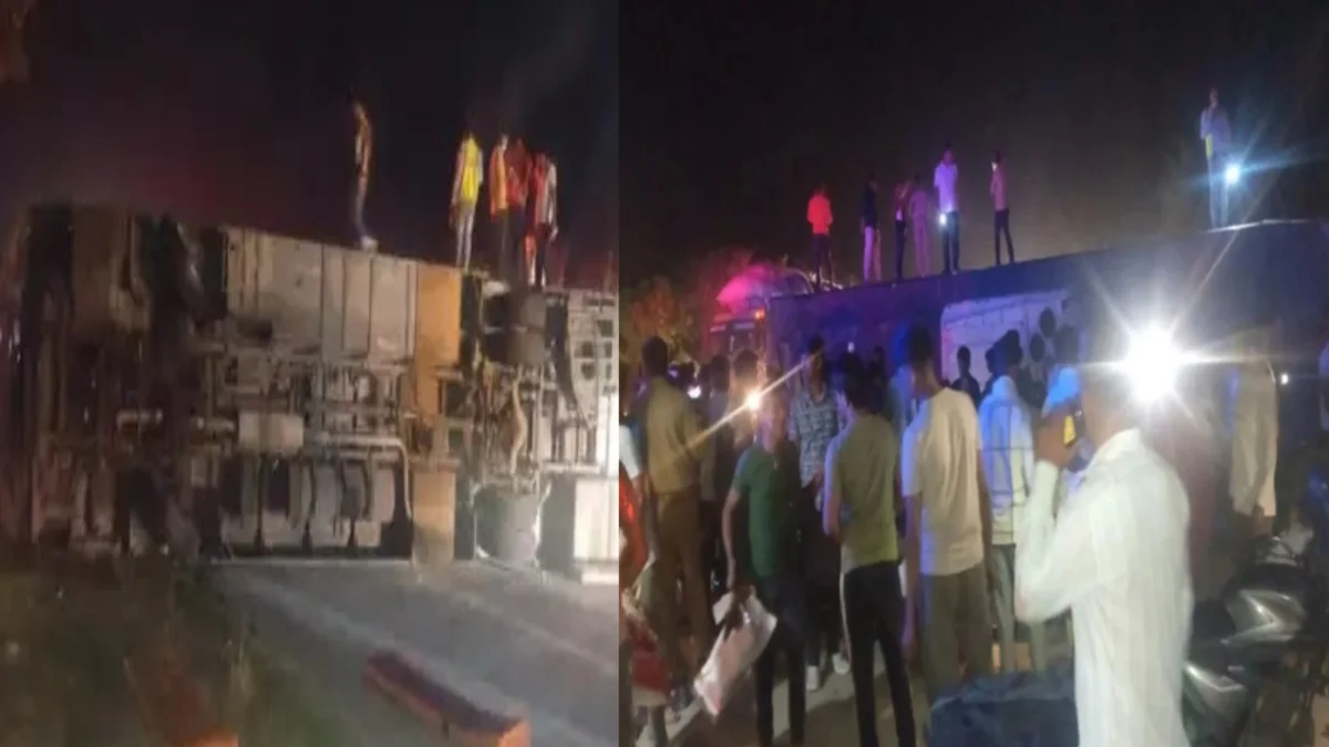 ​यमुना एक्सप्रेस-वे पर भीषण हादसा: नोएडा से दरभंगा जा रही स्लीपर बस डिवाइडर से टकराकर पलटी, तीन दर्जन यात्री घायल