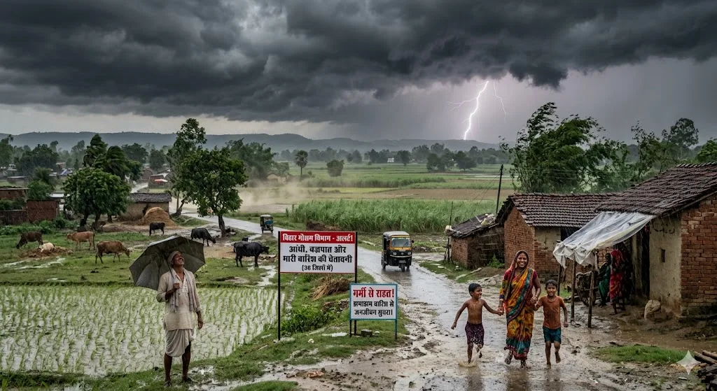 बिहार में मौसम का बदला मिजाज: 36 जिलों में आंधी-बारिश का अलर्ट, गर्मी से राहत के आसार 1 बिहार में मौसम का बदला मिजाज: 36 जिलों में आंधी-बारिश का अलर्ट, गर्मी से राहत के आसार