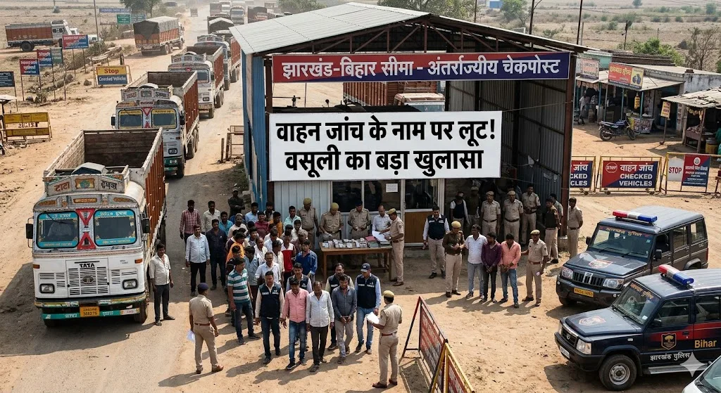 वाहन जांच के नाम पर लूट! झारखंड-बिहार बॉर्डर पर वसूली का खुलासा, चेकपोस्ट पर बड़ी कार्रवाई