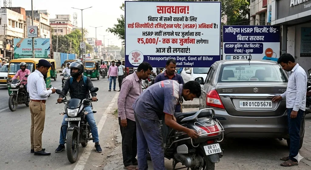 बिहार में वाहनों के लिए एचएसआरपी अनिवार्य, नहीं लगाई तो जुर्माना तय